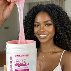 Mascara de Tratamento para Cabelo Crespo, Cacheado, Ondulado com Colágeno e Brilho 3D Gata Garota