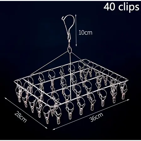 Varal Retrátil Inox com 40 Prendedores - Ideal para Roupas Íntimas e Peças Pequenas