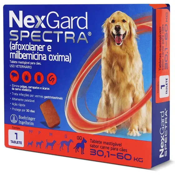 Nexgard Spectra 30,1kg a 60kg Antipulgas e Carrapatos Para Cães