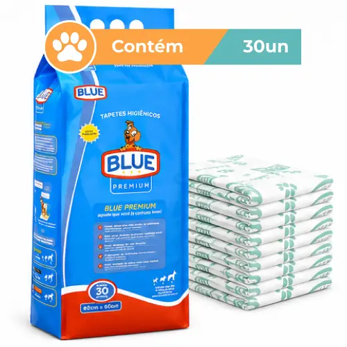 Tapete Higiênico Blue Premium Cães 80x60cm 30 Unidades