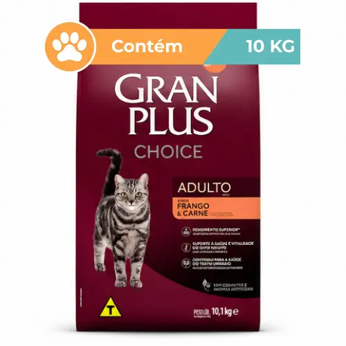 Ração Gran Plus Choice Frango Carne Gatos Adultos 10,1kg