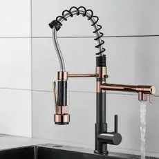 Torneira de Cozinha de Bancada Mola Retrátil Aço Inox 304 Cromada Monocomando Água Fria e Quente Spray 360°