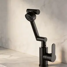 Torneira de Cozinha Articulada Econômica Cinza Gunmetal Monocomando com Chuveirinho Spray 360°