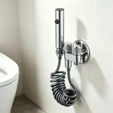Kit Ducha Higiênica Cromada 2 Saídas 1/2 Polegadas Com Válvula de Ângulo Aço Inoxidável e ABS Banheiro