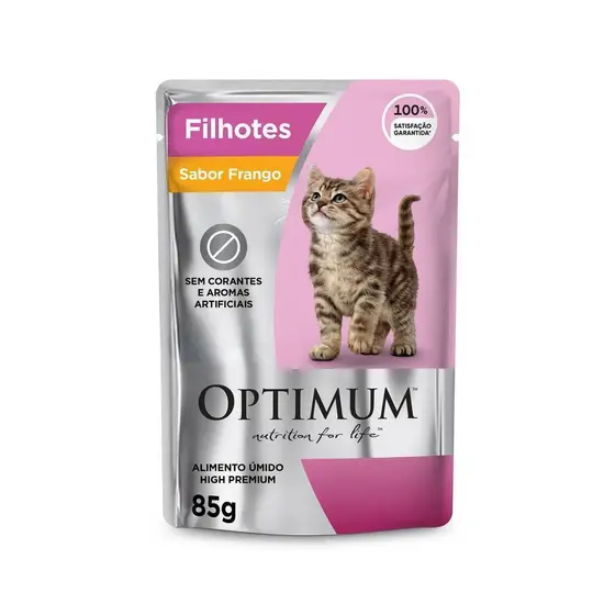 Ração Úmida Sachê para Gatos Filhotes Sabor Frango Optimum 85g