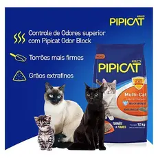 Areia Sanitária Pipicat Grãos Extrafinos Multi-Cat Kelco 12Kg