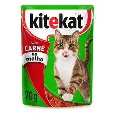 Ração Úmida para Gatos Adultos Kitekat Sachê Sabor Carne ao Molho 70g
