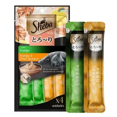 Petisco Cremoso Sheba Melty Sabores Frango e Frango e Peixe Branco para Gatos Adultos 4 Unidades