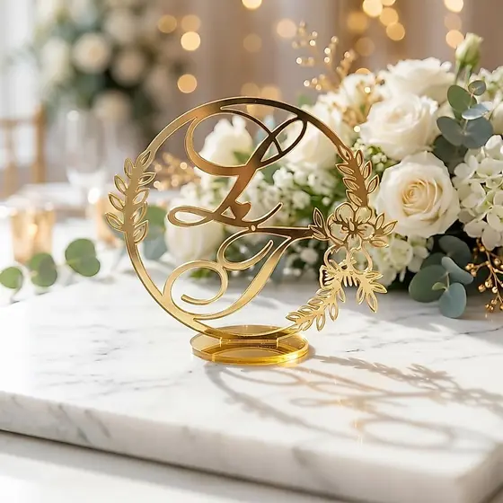 Topo De Bolo Personalizado Iniciais Para Casamento Acrílico Espelhado
