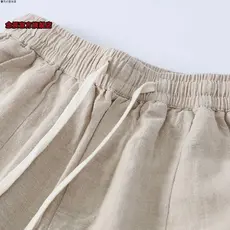 Calças cortadas de linho de algodão de alta qualidade de comércio exterior homens verão Retro fino linho calças casuais