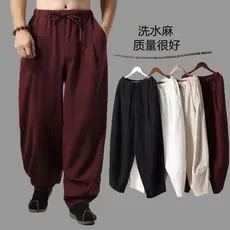 Estilo étnico primavera verão algodão linho estilo Casual solto tamanho grande Bloomers estilo chinês masculino perna la
