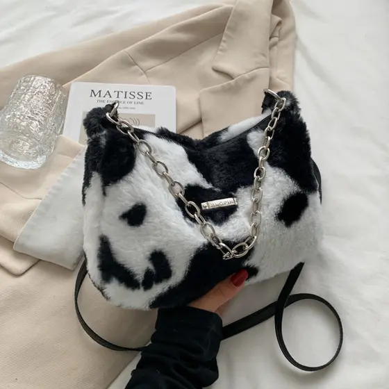 Outono inverno textura peluda saco do mensageiro feminino 2021 novo estilo na moda versão coreana All-Match saco de pelú