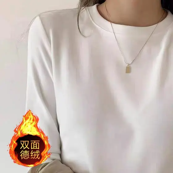 Camisa de fundo de veludo alemão em torno do pescoço feminino 2022 outono inverno novo estilo branco fino-ajuste mais ma