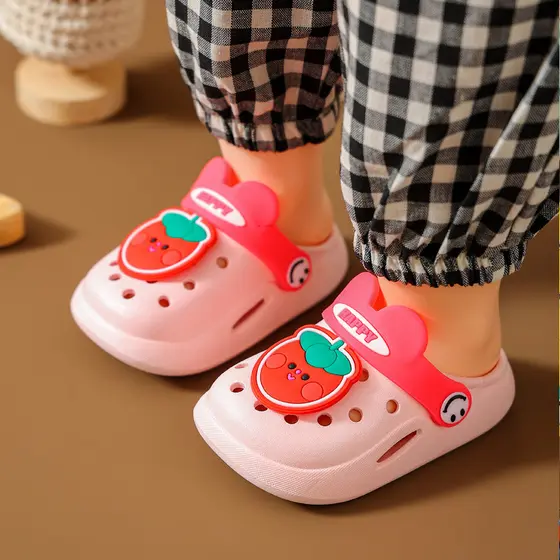 Crianças chinelos de verão meninas bonito crianças bebê antiderrapante sola macia interior Toe-coberto buraco meninos sa