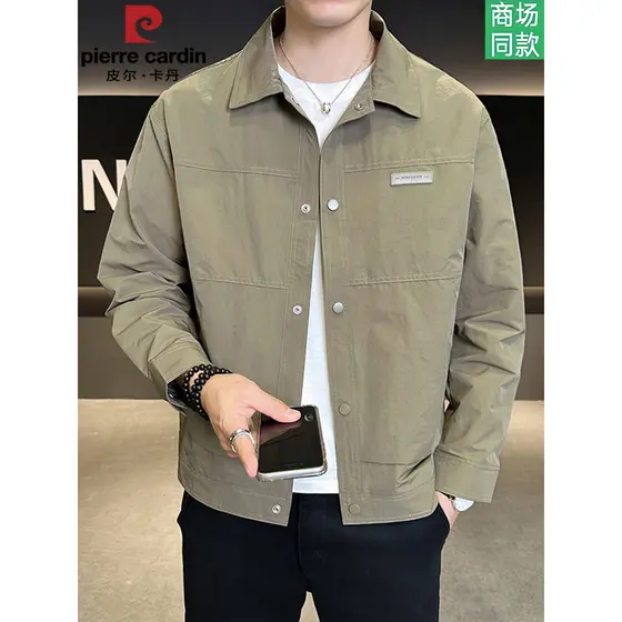 Pierre Cardan Lapela Business Casual Jaqueta Masculina Primavera Outono Camisa Masculina Estilo À Prova de Vento Jaqueta