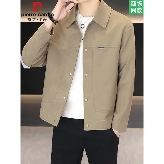 Pierre Cardan Lapela Estilo Casual Jaqueta Masculina Primavera Outono Na Moda Bonito Jaqueta Masculina All-Match Slim-fi