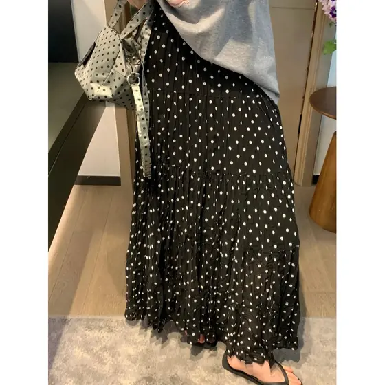 Coreano Retro bolinhas elegante Chiffon 2026 primavera verão estilo mais magro olhar capa carne comprimento médio All-Ma