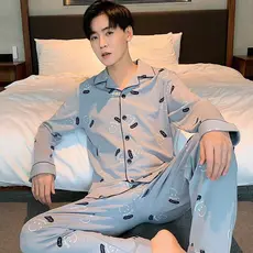 Sonho novo estilo pijamas masculinos primavera outono puro algodão manga comprida tamanho grande algodão estilo fino out
