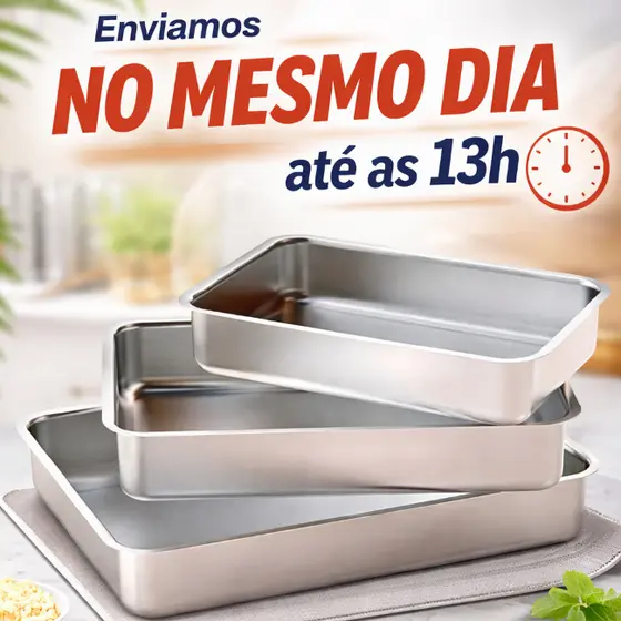 Assadeira Retangular em Alumínio N°1 N°2 N°3 — Forma para Bolo, Lasanha e Assados — Linha Profissional