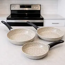 Kit Frigideira Antiaderente Teflon Marfim - Tamanho 14/18/22 cm - Perfeita para sua cozinha