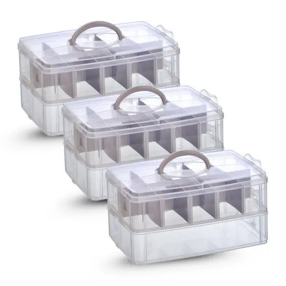 Conjunto 3 Maletas Organizadoras 2 Bandejas 1 com 10 Divisórias