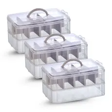 Conjunto 3 Maletas Organizadoras 2 Bandejas 1 com 10 Divisórias