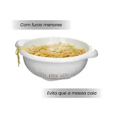 Escorredor de Massa Grande Multiuso com Pega Anatômica BPA Free: Ideal para Alimentos e Verduras