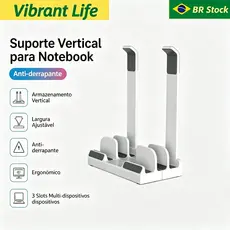BR-Suporte Notebook Vertical 2 em 1 Ajustável, Organizador de Mesa para Laptop Economia de Espaço