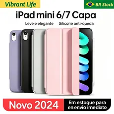 Capa de Proteção Transparente para iPad Mini 6/7 – Resistente a Quedas e Suporte Tri-Fold Dobrável