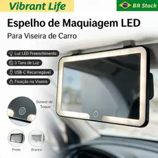 Espelhos De Maquiagem Para Interior De Carro Placa De Viseira Solar Espelho LED Luz De Preenchimento Recarregável