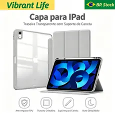 Capa Protetora Inteligente para iPad — Traseira Transparente Rígida com Bumper TPU Flexível e Suporte Triplo