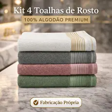 Kit 4 Toalhas de Rosto Roma Absorção Rápida Banheiro 45x73