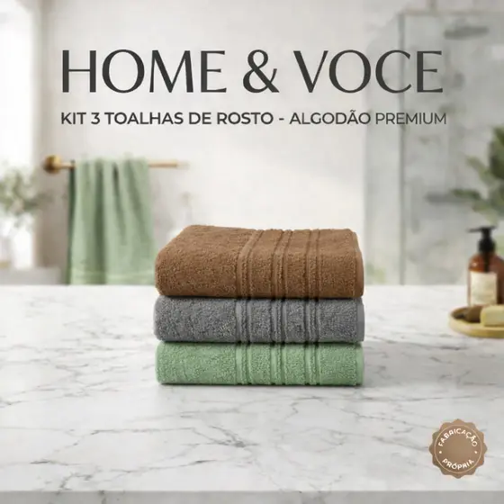 Kit 3 Toalhas Rosto Cecília 100 Algodão 45x70cm Macia Banheiro Enxoval