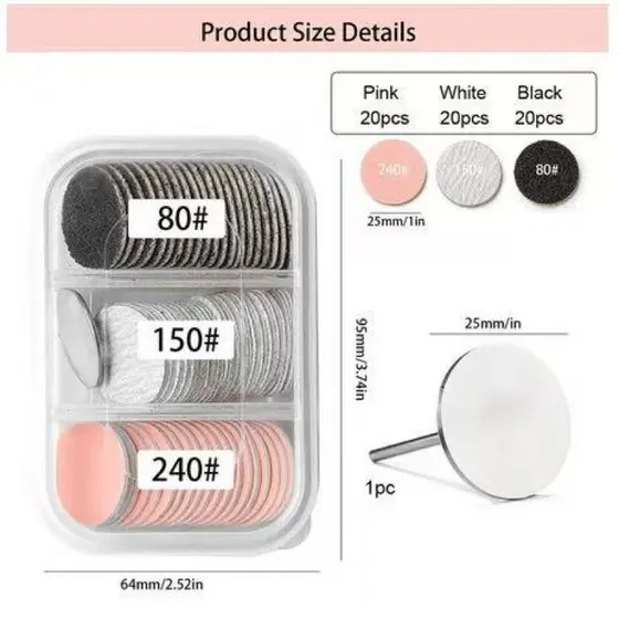 Kit Broca Disco mandril em Aço para Remoção e Polimento de Unhas de Gel Alongamento Extensão Manicure