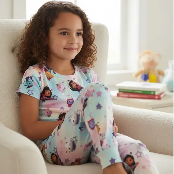 Pijama Infantil Aconchego Conforto Total Estampa Manga Curta Casa Magica da Gaby.