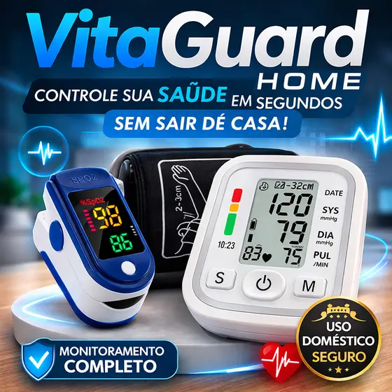 Kit Monitor de Pressão Arterial e Oxímetro Digital VitaGuard Home Medidor de Saúde