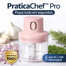 Mini Triturador Elétrico USB 250ml 3 Lâminas Aço Inox Sem Fio PraticaChef Pro Portátil Cozinha