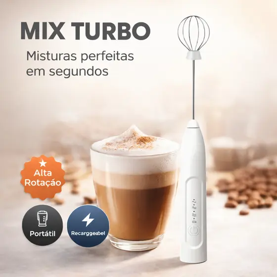 Mini Mixer Elétrico Portátil USB Recarregável | Misturador de Café, Shake e Ovos