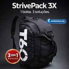 Bolsa Mochila Esportiva 3 em 1 Impermeável Masculina Grande Academia Viagem StrivePack 3X