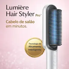 Escova Alisadora Elétrica Branca Lumière Hair Styler Pro Bivolt Anti Frizz Térmico Profissional