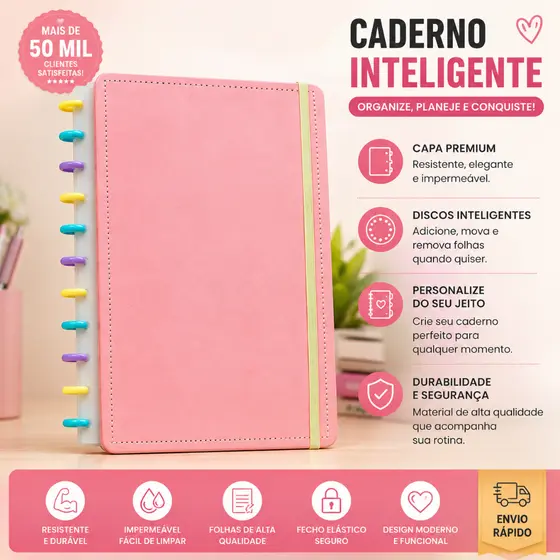 Caderno Grande Capa Dura Design Divertido Folhas Reposicionaveis Escolar Tutti Frutti