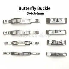 3/4/5/6mm Tamanho Pequeno Dupla Puxar Fivela Borboleta Dobrável Para Pulseira Fecho Couro Silicone Nylon Metal De Relógi