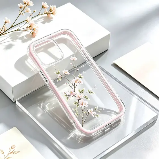 Cristal Não Amarela Flor Capa Capinha Para iPhone 16 15 14 Plus 13 12 11 17 Air Pro Max Transparente 3 Em 1 Anti Impacto