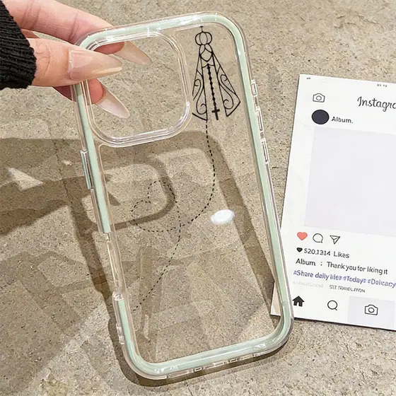 Nossa Senhora Capa Capinha Para iPhone 16 15 14 Plus 13 12 11 17 Air Pro Max Transparente 3 Em 1 Não Proteção