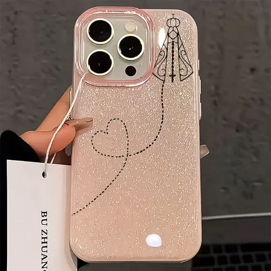 Nossa Senhora Capa Capinha Para iPhone 17 Air 16 15 14 Plus 13 12 11 Pro Max XR Glitter Bling Anti-queda Antidigital