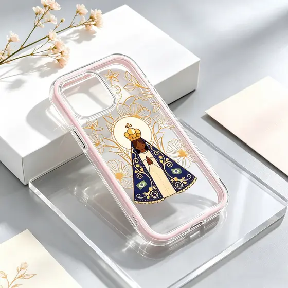 Nossa Senhora Não Amarela Capa Capinha Para iPhone 16 15 14 Plus 13 12 11 17 Air Pro Max Transparente 3 Em 1 Anti-Queda