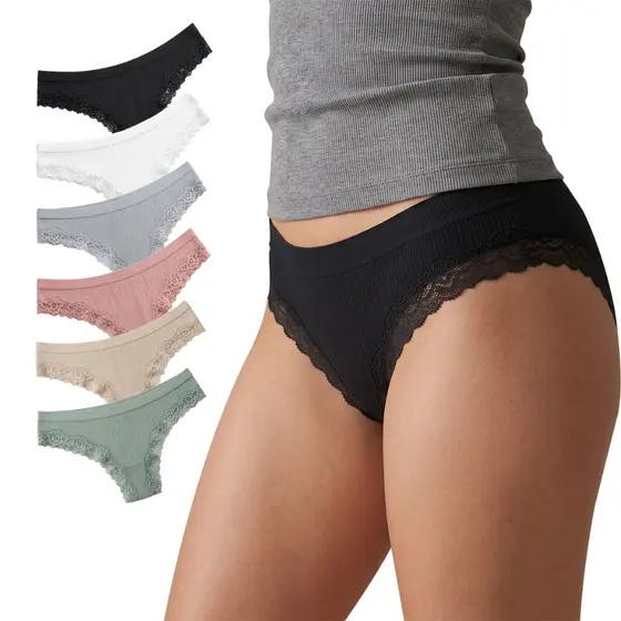 Kit 4 Calcinhas Femininas Algodão Puro, Renda Lateral, Invisível, Não Aperta, Elástica e Modeladora