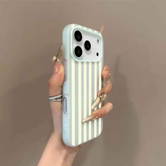 Capa De Telefone 2 Em 1 Para IPhone 18 17 Pro Max 13 11 15 14 12 Normal 16 16e Ar Listras Amarelas Capinha
