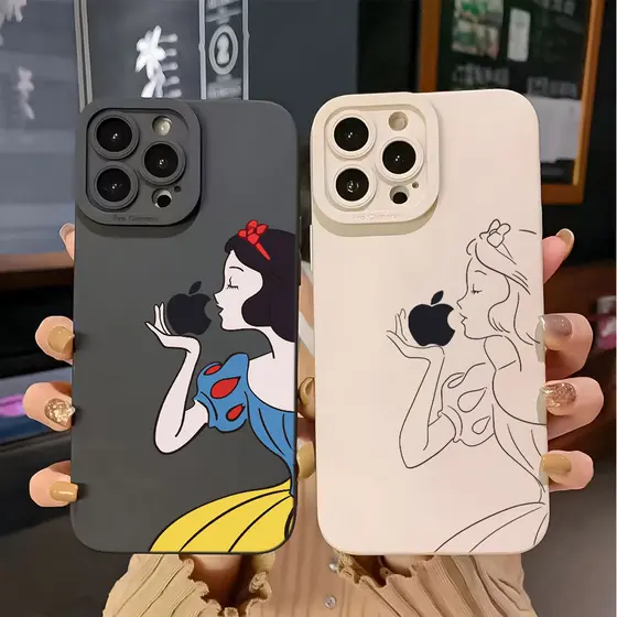 Branca De Neve Come Maçã Capa Para IPhone 11 12 13 14 15 16 17 7 8 X Xs XR Ar Plus Pro Max Capinha