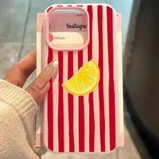 Capa 2 Em 1 Para IPhone 13 11 12 14 15 16 17 16e Normal Pro Max Ar Vermelho Limão Tiras Capinha